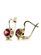 14K Yellow gold Ruby Earrings Vintage style vec027y